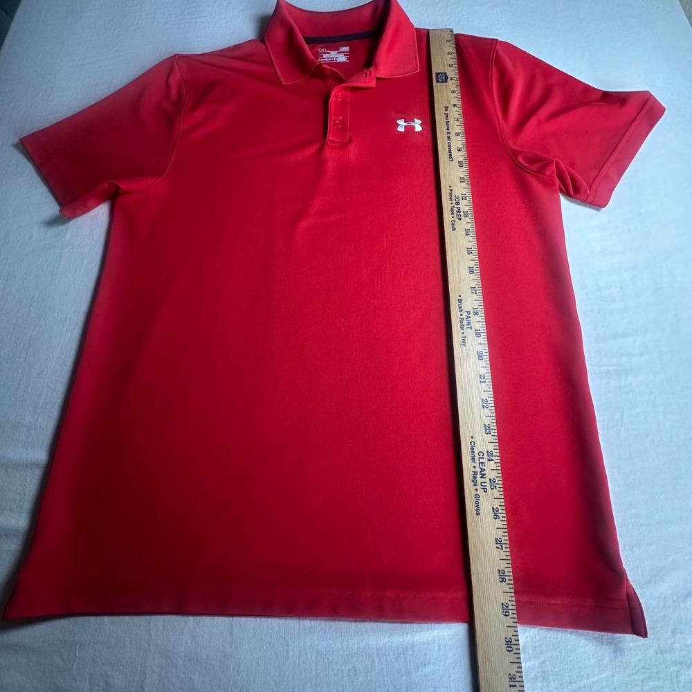Under Armour Golf Polo HeatGear Loose Short Sleeve Red Shirt Mens Size Large - Picture 9 of 10
